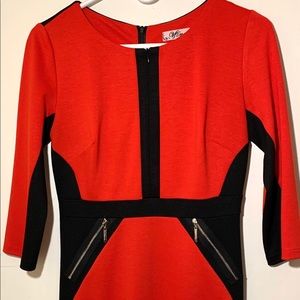 Women’s Vfemage red and black knee-length dress